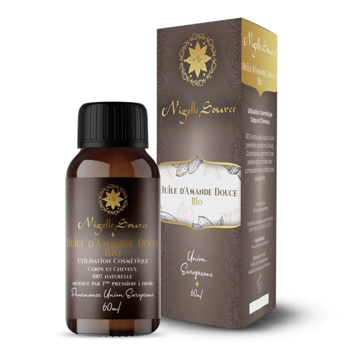 Huile d’Amande Douce BIO 60ml d'Espagne Usage Cosmétique - Nigelle Source
