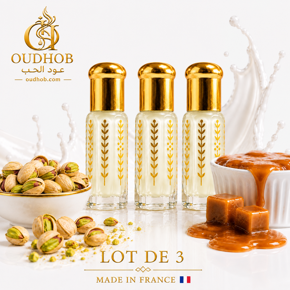 Musc Tahara Pistache Karamel – Intieme Musk Zonder Alcohol 3 ml – OudHob | عود الحب