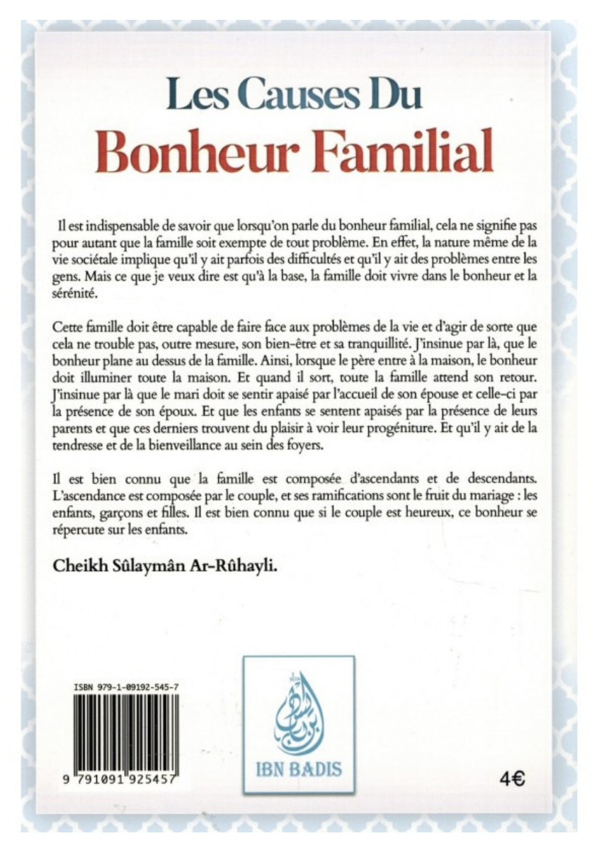 Les Causes Du Bonheur Familial, De Cheikh Sûlaymân Ar-Rûhayli - Edition IBN BADIS