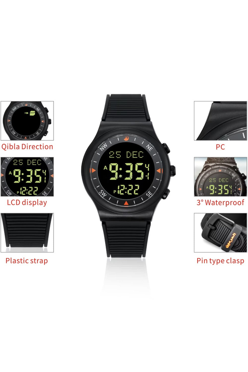 Montre de Sport originale AL-HARAMEEN HA-6506 Montre horaires Azan, Montre azan numérique