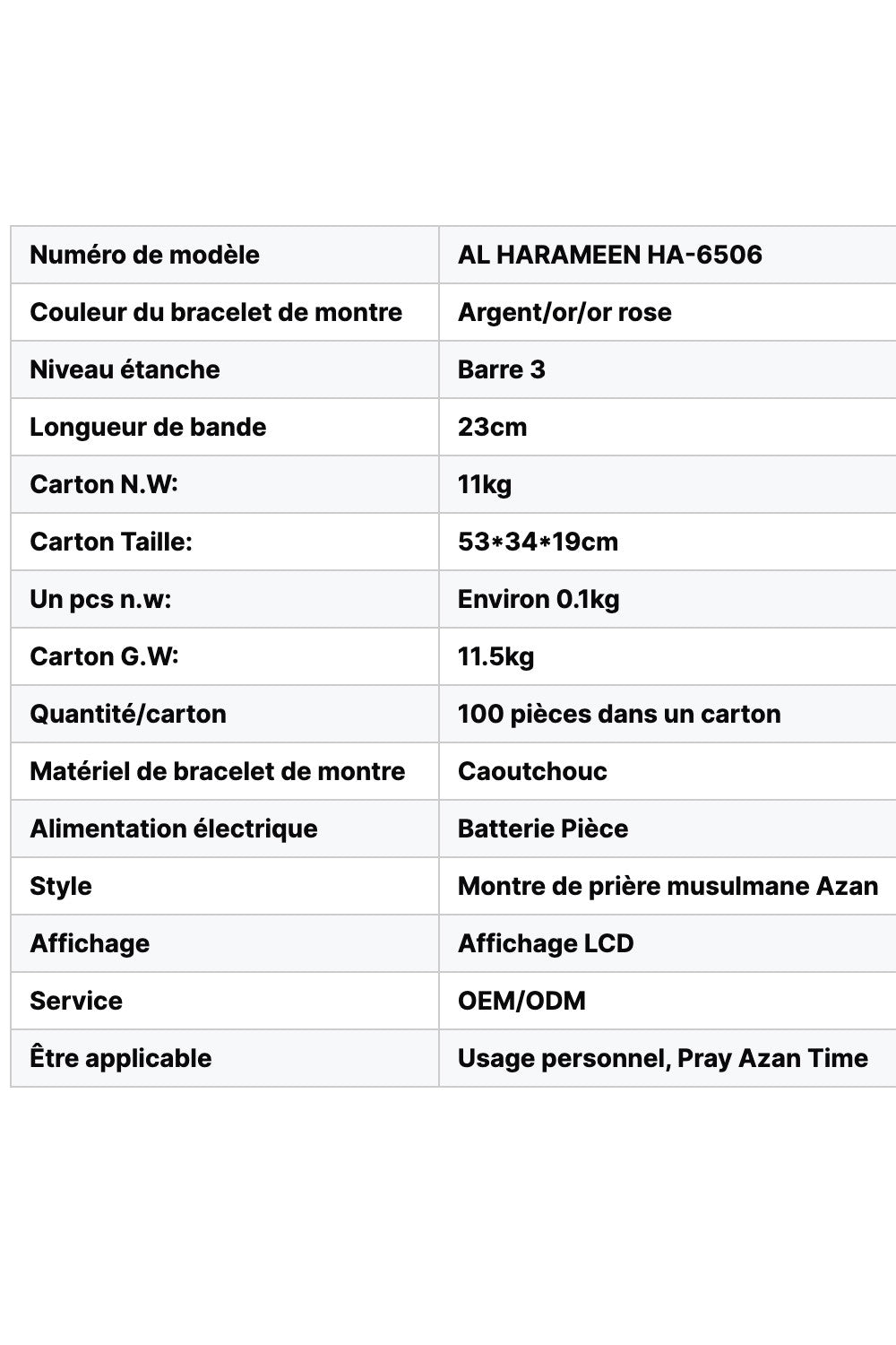 Montre de Sport originale AL-HARAMEEN HA-6506 Montre horaires Azan, Montre azan numérique