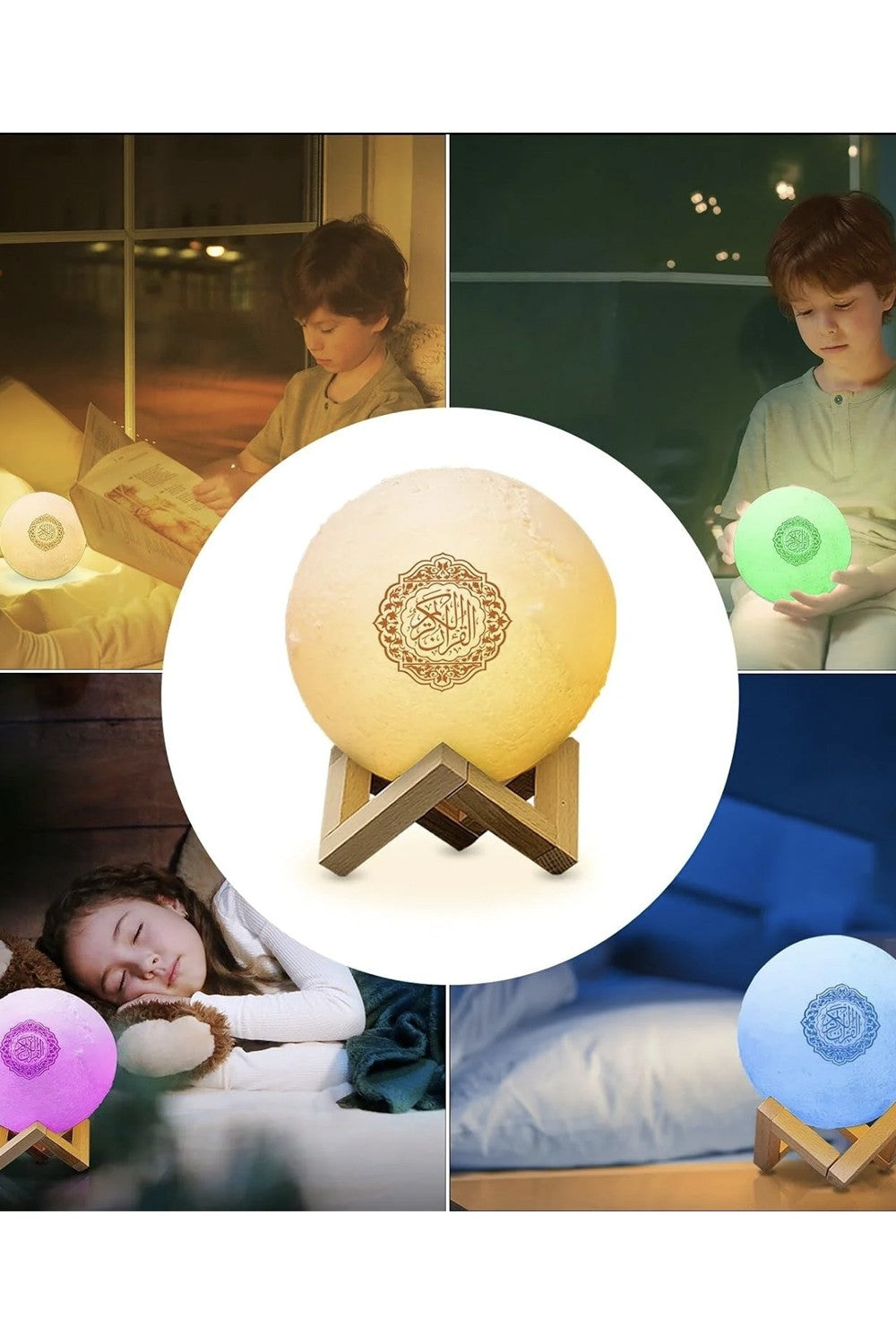 Veilleuse Coranique MP3 Lampe de lune SQ168 avec haut-parleur Coran Bluetooth connecte Android et iOS - Equantu SQ168