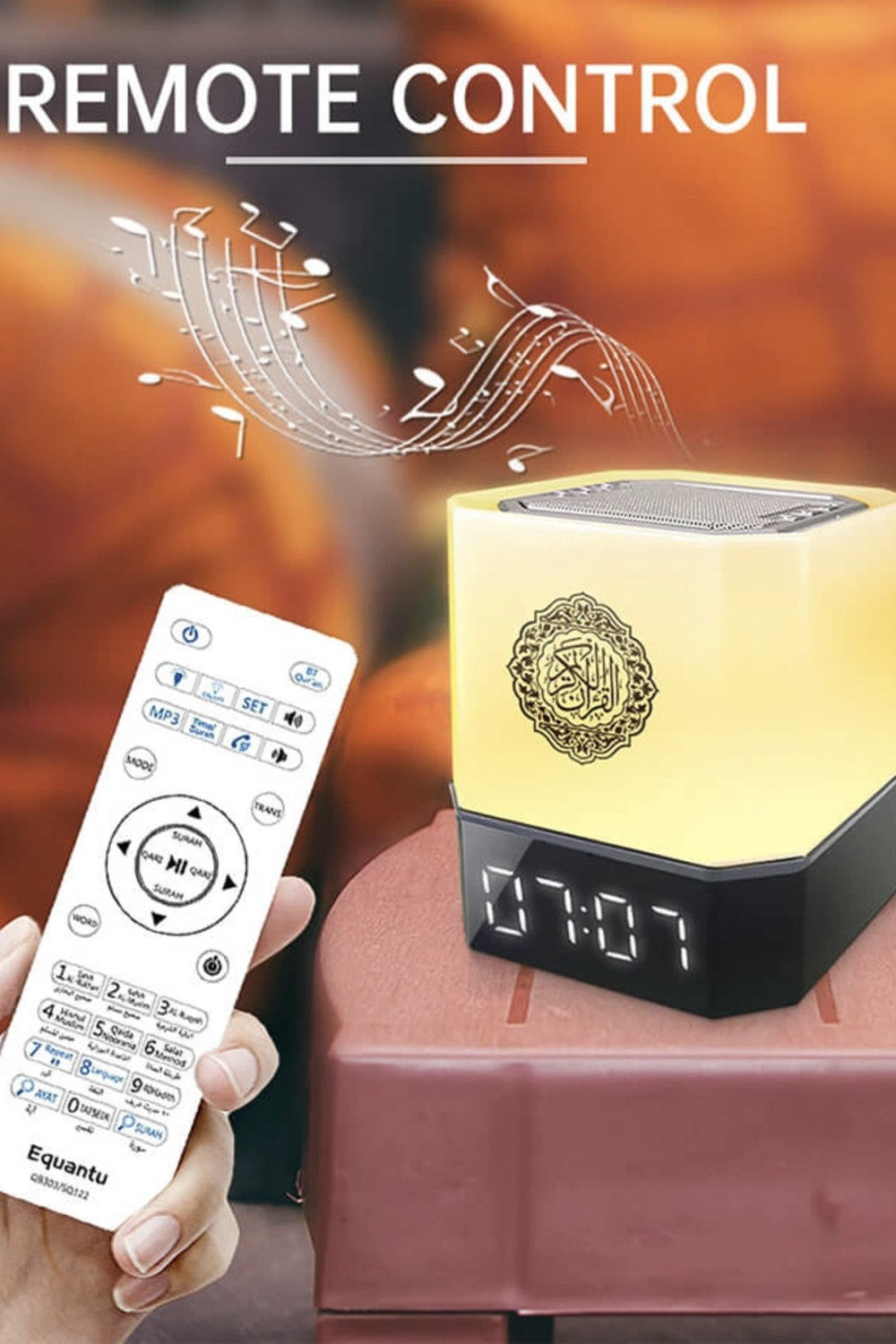 Veilleuse Coranique Lampe de Bureau QB303 avec haut-parleur Coran Bluetooth connecte Android et iOS - Equantu QB303