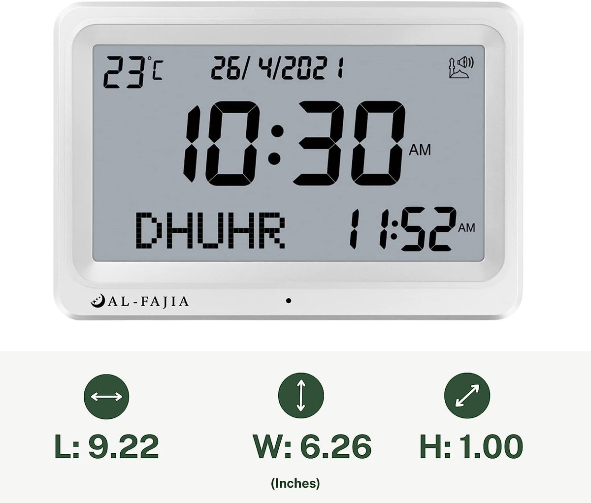 Horloge Adhan AL-FAJIA FAJ-113 Horloge (NOUVEAU MODELE) 8 sons de prière Azan