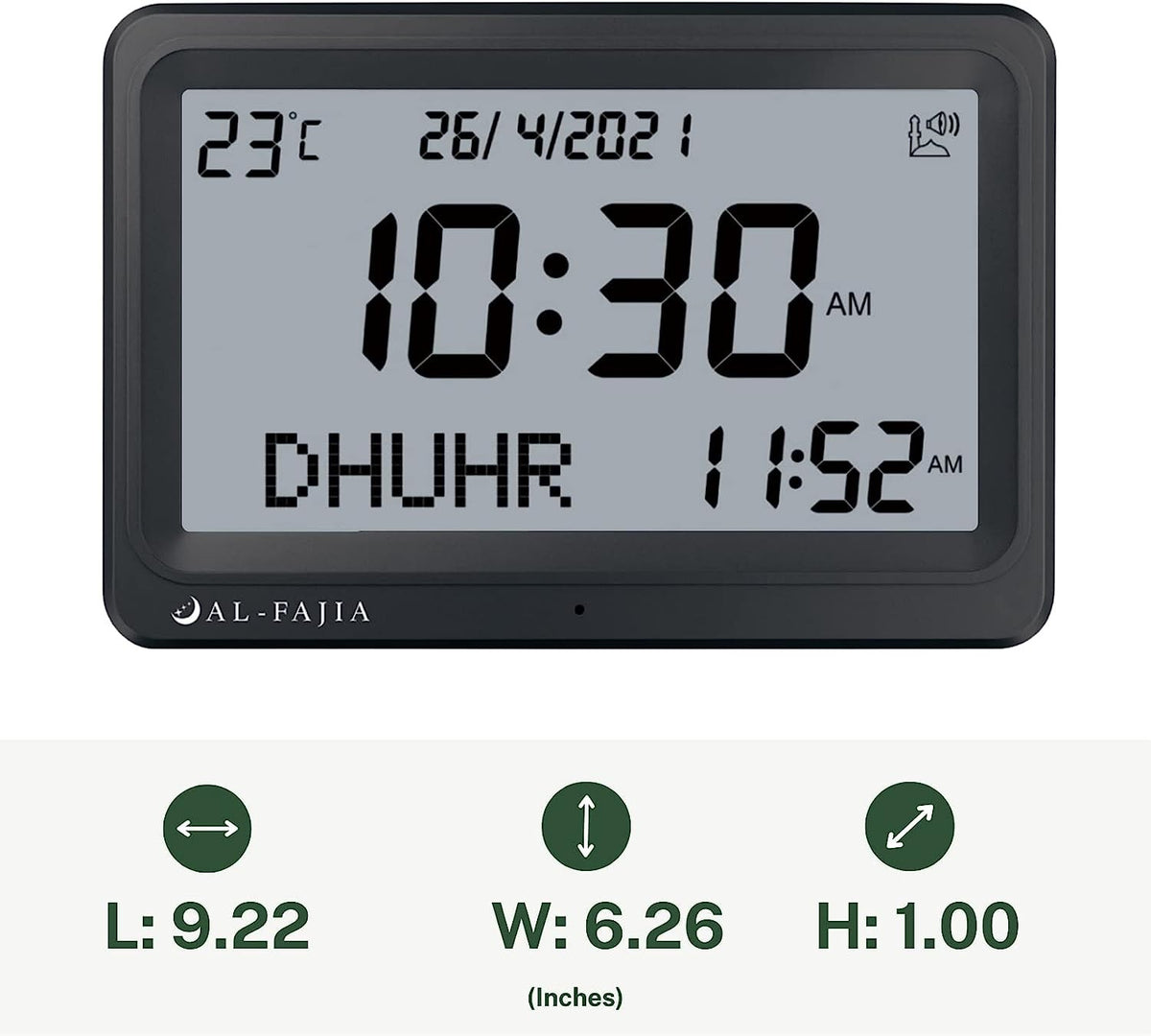Horloge Adhan AL-FAJIA FAJ-113 Horloge (NOUVEAU MODELE) 8 sons de prière Azan