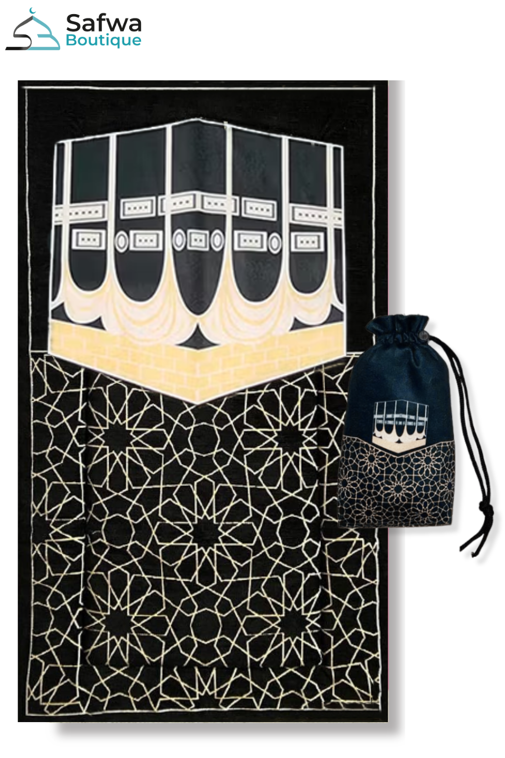 Tapis de prière musulman portable avec Sac en tissu cordon de serrage