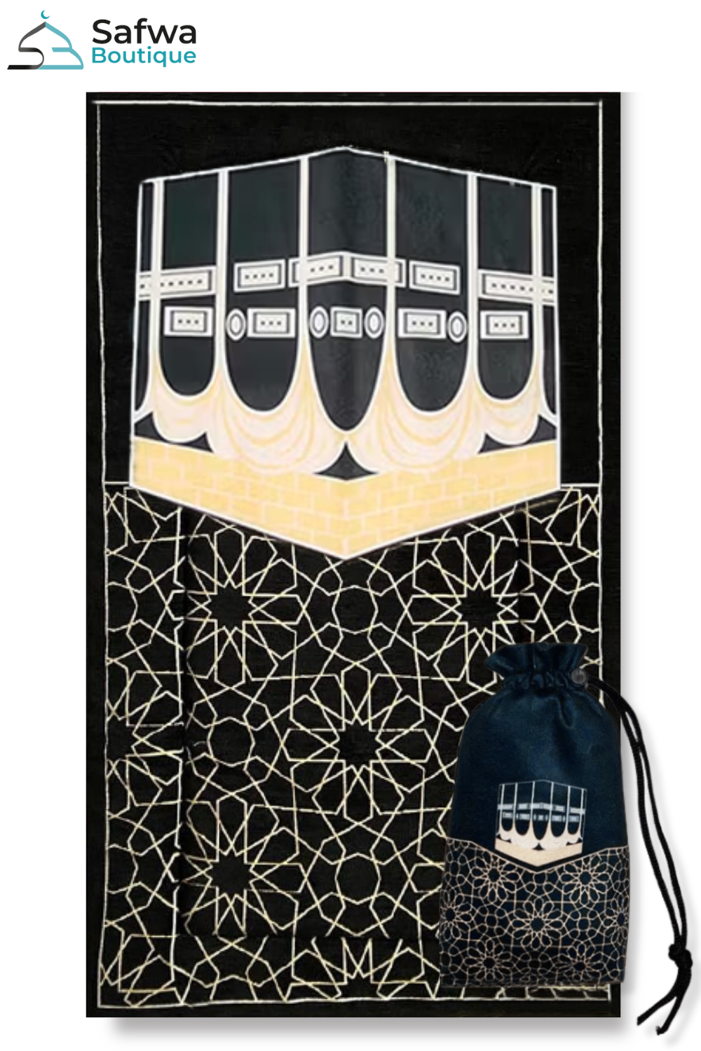Tapis de prière musulman portable avec Sac en tissu cordon de serrage