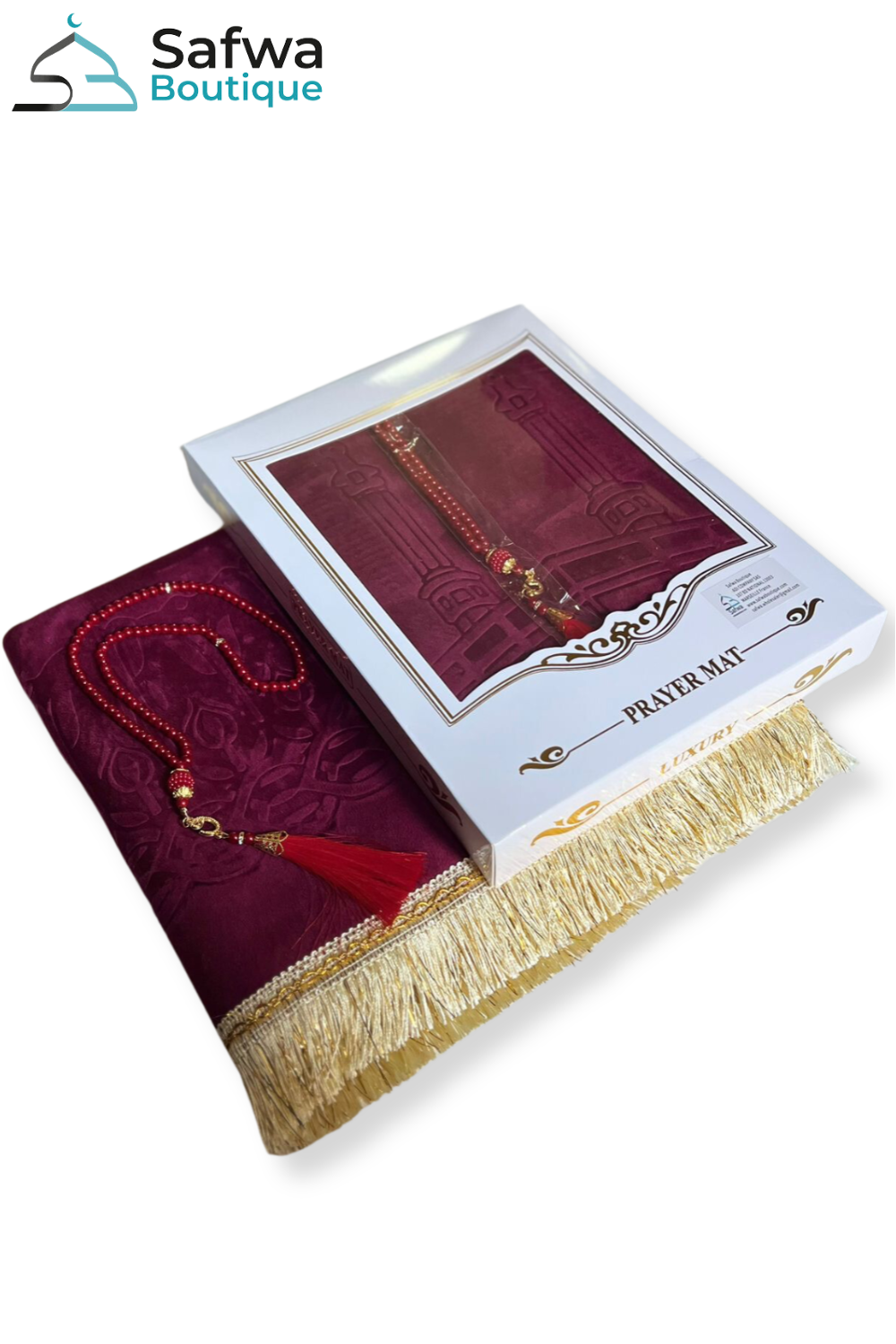 Coffret Cadeau Musulman – Tapis de Prière Velours & Chapelet (Tasbih) Élégant