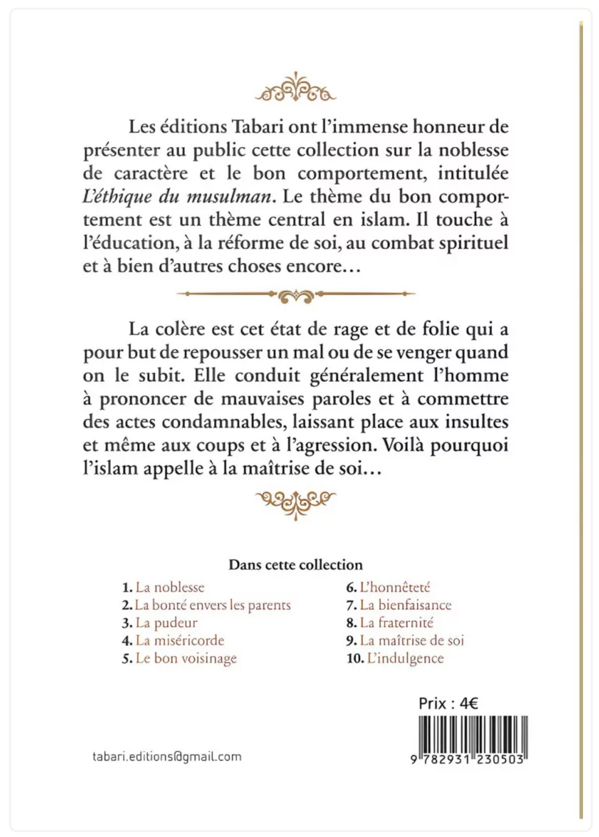 La maîtrise de soi de 'Abd al Razzâq al Badr – Éditions TABARI