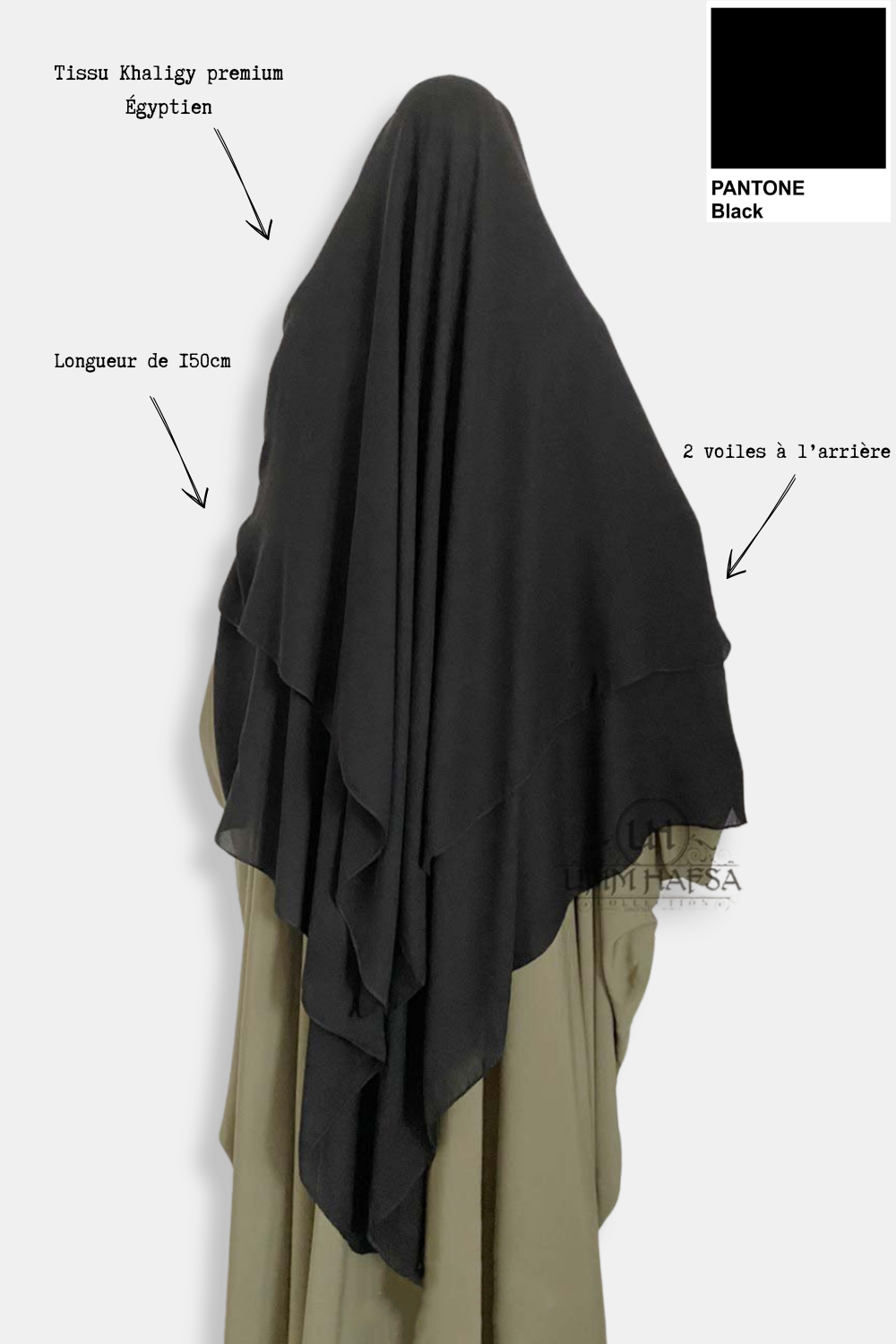 Niqab/Sitar cape à clips 1m50 Umm Hafsa