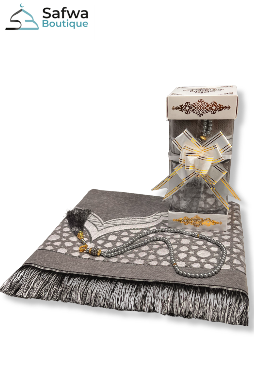Coffret Cadeau Transparent Élégant – Tapis de Prière & Chapelet (Tasbih) | Muslim Box
