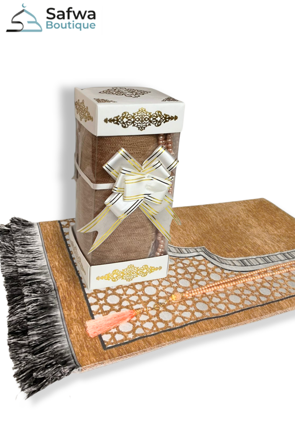 Coffret Cadeau Transparent Élégant – Tapis de Prière & Chapelet (Tasbih) | Muslim Box