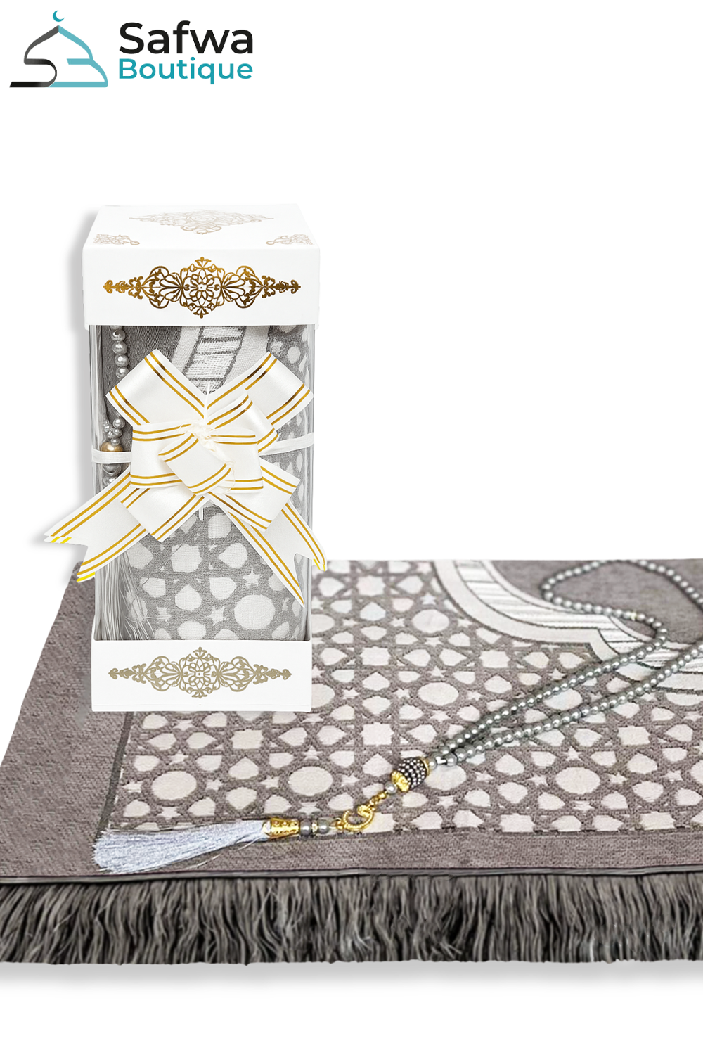 Coffret Cadeau Transparent Élégant – Tapis de Prière & Chapelet (Tasbih) | Muslim Box