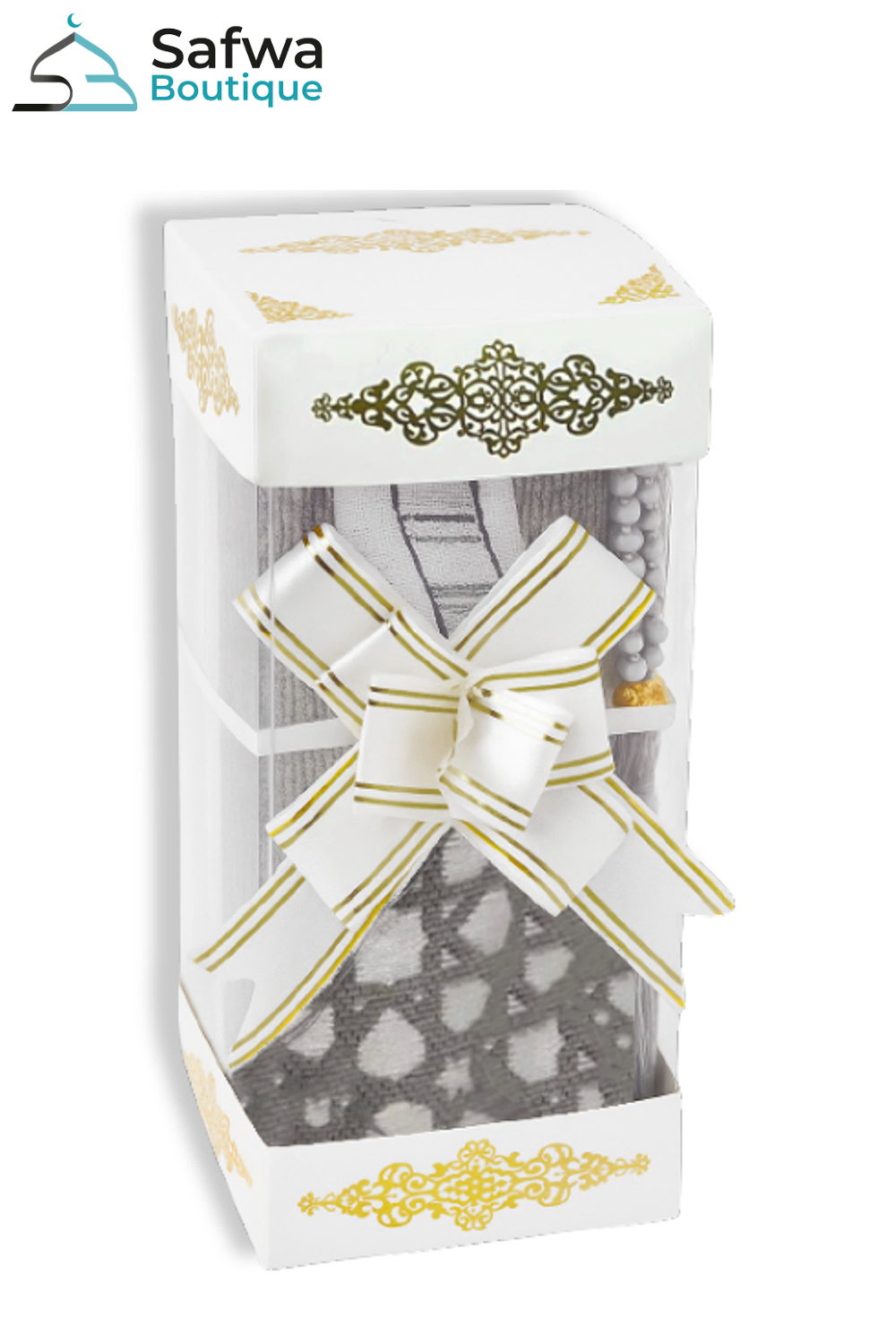 Coffret Cadeau Transparent Élégant – Tapis de Prière & Chapelet (Tasbih) | Muslim Box
