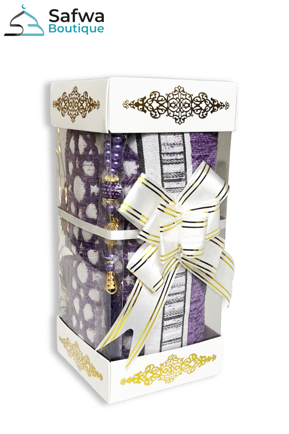 Coffret Cadeau Transparent Élégant – Tapis de Prière & Chapelet (Tasbih) | Muslim Box