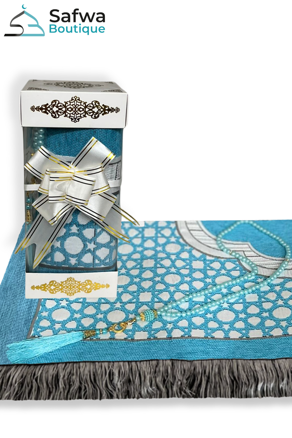 Coffret Cadeau Transparent Élégant – Tapis de Prière & Chapelet (Tasbih) | Muslim Box