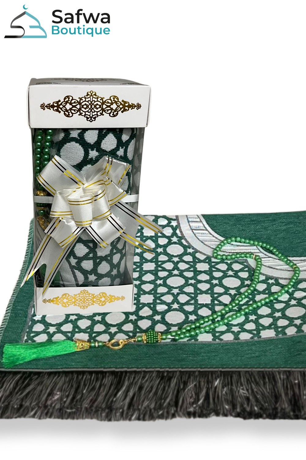 Coffret Cadeau Transparent Élégant – Tapis de Prière & Chapelet (Tasbih) | Muslim Box