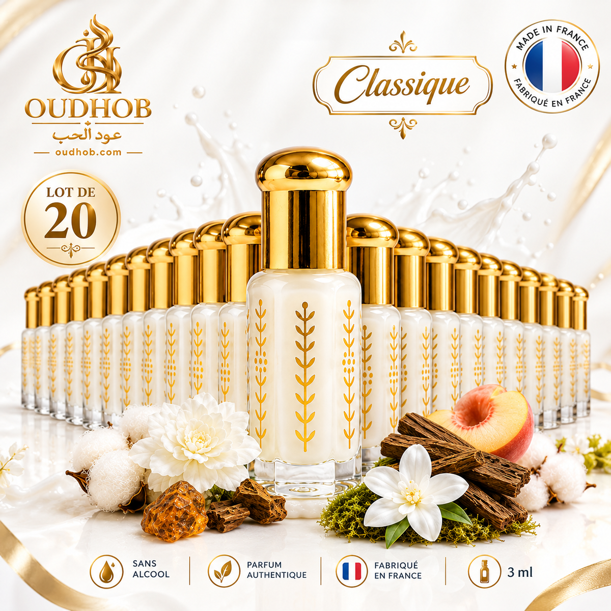 Musc Tahara Classique – Intim Hvid Musk Uden Alkohol 3 ml - Fremstillet i Frankrig – OudHob | عود الحب