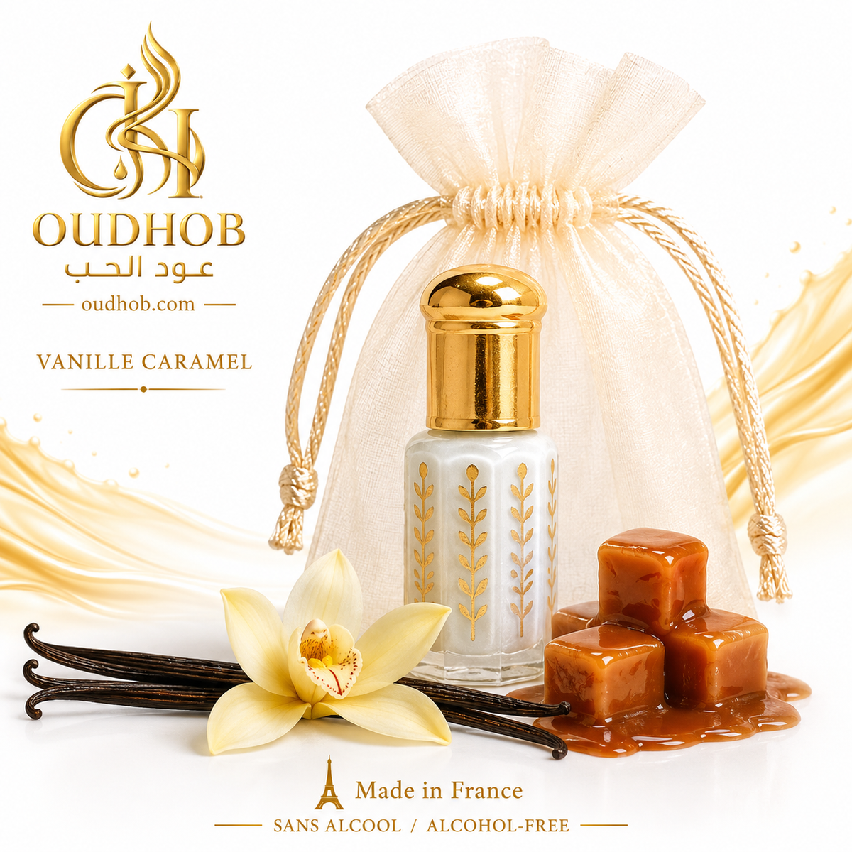 Musc Tahara Vanille Karamel – Intieme Musk Zonder Alcohol 3 ml – OudHob | عود الحب