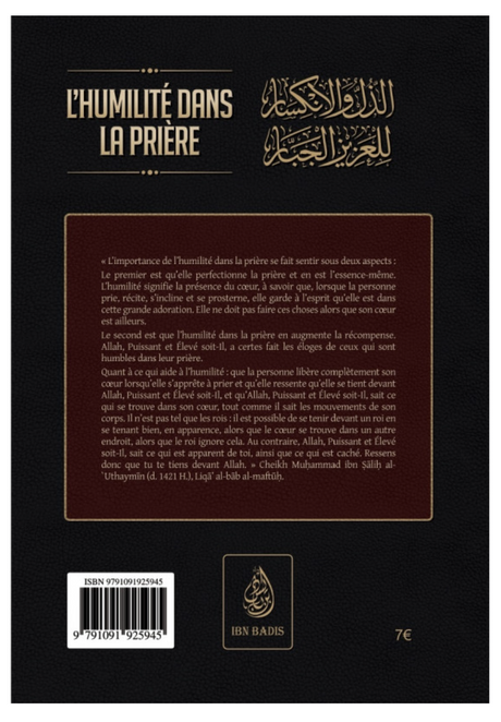 L'humilité Dans La Prière, De Al-Hafiz Ibn Rajab Al-Hanbali - Edition IBN BADIS