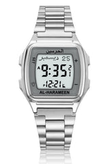 Montre Azan AL-HARAMEEN HA-6461 Montre horaires Azan en acier inoxydable haut de gamme avec double affichage