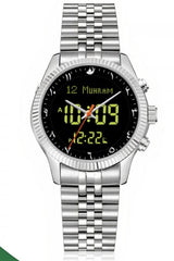 Montre de luxe originale Saphir AL-HARAMEEN HA-6109 Montre horaires Azan numérique étanche, Montre poignet en acier inoxydable