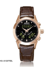 Montre de luxe originale AL-HARAMEEN HA-6102 Montre horaires Azan Boîte-cadeau en cuir, Montre azan analogique-numérique