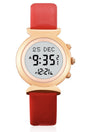 Montre numérique Al Harameen HA-6351 Montre numérique en cuir doré pour femme, Boîte-cadeau en cuir