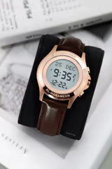 Montre numérique Al Harameen Azan HA-6371, Montre horaires Azan étanche Boîte-cadeau en cuir