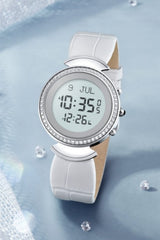 Montre de luxe originale AL-HARAMEEN HA-6313 Montre horaires Azan Boîte-cadeau en cuir, Montre azan numérique Al harameen