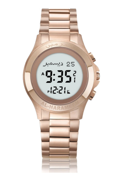 Montre Azan étanche AL HARAMAIN HA-6371 Diamonds en acier inoxydable pour amoureux Montre horaires Azan, Montre azan numérique