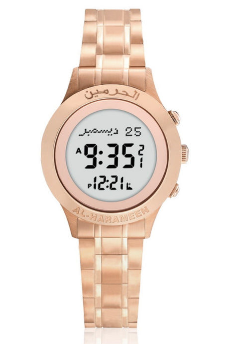 Montre numérique Al Harameen Azan HA-6380, Montre horaires Azan étanche Boîte-cadeau en cuir