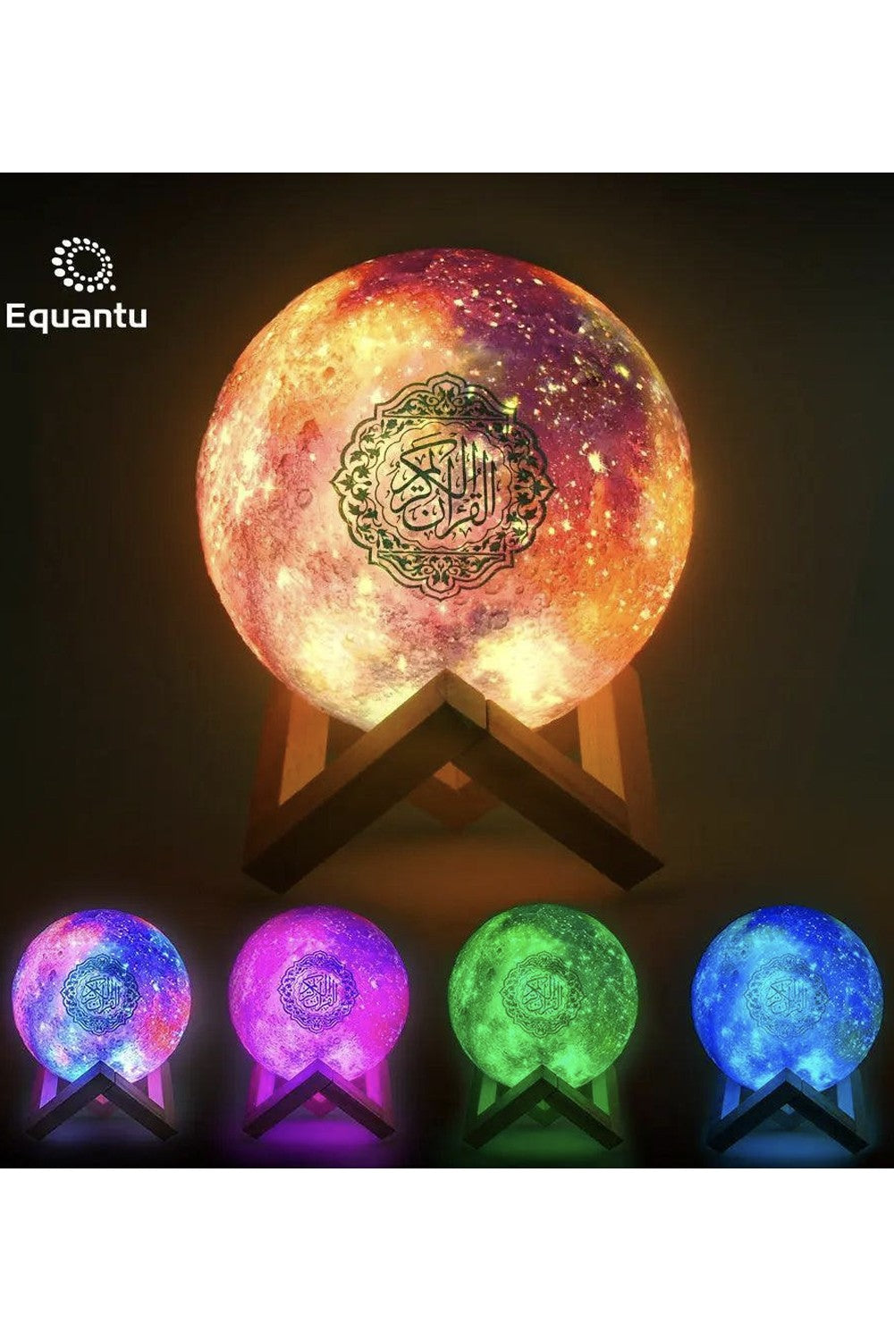 Veilleuse coranique Lampe de lune Galaxy QB512 avec haut-parleur Coran Bluetooth connecte Android et iOS - Equantu QB512