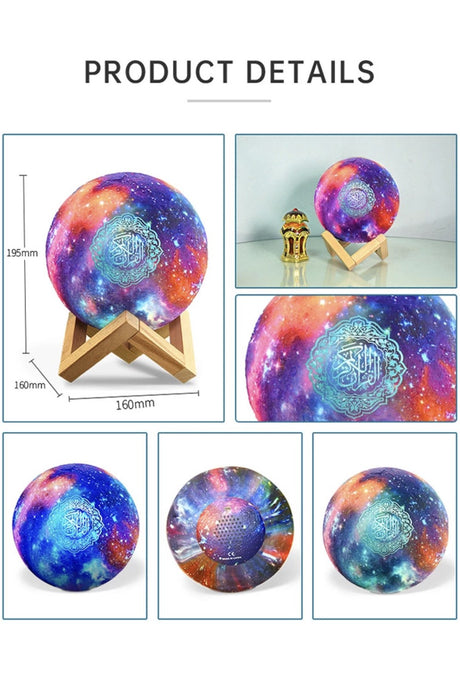Veilleuse coranique Lampe de lune Galaxy QB512 avec haut-parleur Coran Bluetooth connecte Android et iOS - Equantu QB512