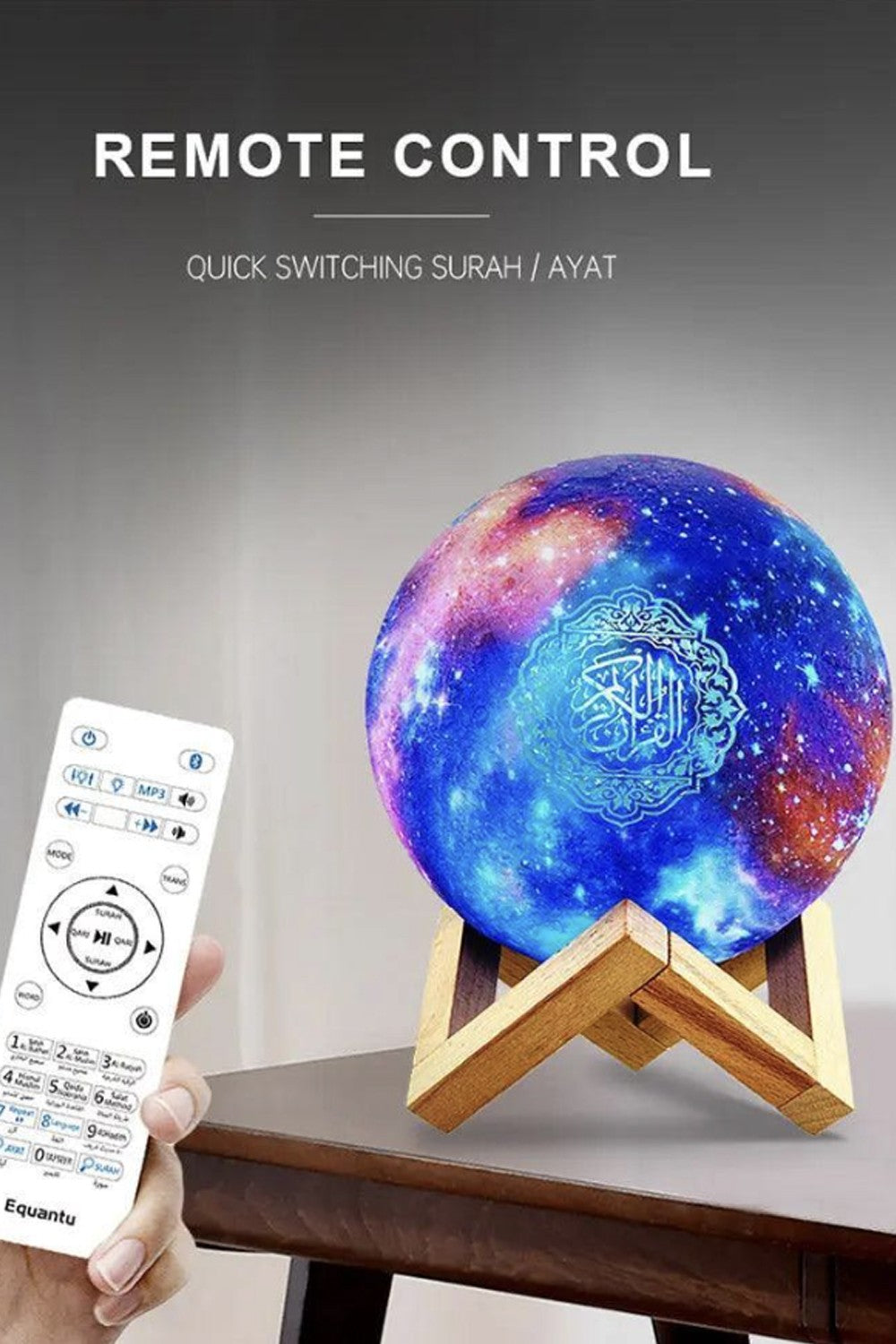 Veilleuse coranique Lampe de lune Galaxy QB512 avec haut-parleur Coran Bluetooth connecte Android et iOS - Equantu QB512