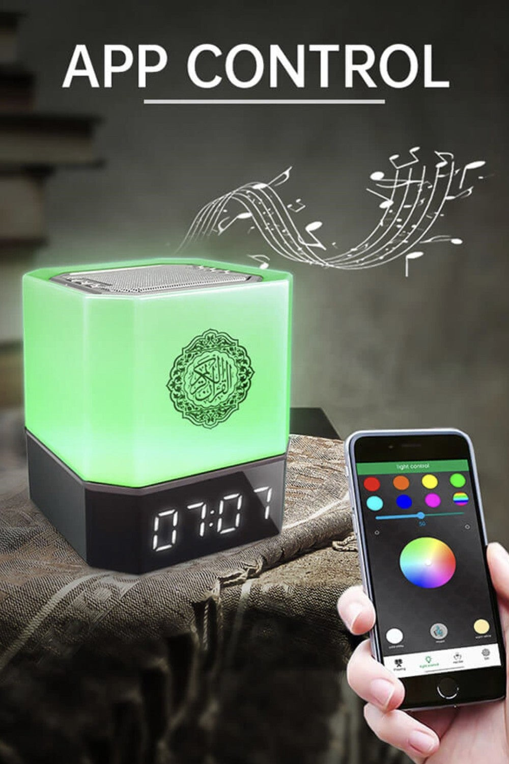 Veilleuse Coranique Lampe de Bureau QB303 avec haut-parleur Coran Bluetooth connecte Android et iOS - Equantu QB303