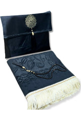 Coffret cadeau élégant Pochette en tissu Tapis de prière & Tasbih (chapelet) Sajada en Velours de Luxe