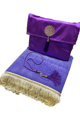 Coffret cadeau élégant Pochette en tissu Tapis de prière & Tasbih (chapelet) Sajada en Velours de Luxe