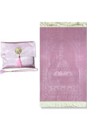 Coffret cadeau élégant Pochette en tissu Tapis de prière & Tasbih (chapelet) Sajada en Velours de Luxe