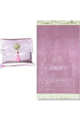 Coffret cadeau élégant Pochette en tissu Tapis de prière & Tasbih (chapelet) Sajada en Velours de Luxe