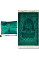 Coffret cadeau élégant Pochette en tissu Tapis de prière & Tasbih (chapelet) Sajada en Velours de Luxe