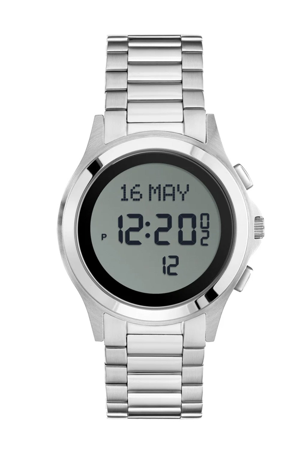 Montre numérique Ronde Al Fajr WR-02 Inoxydable Argent (Rappel des Prières, Qibla, Calendriers...)