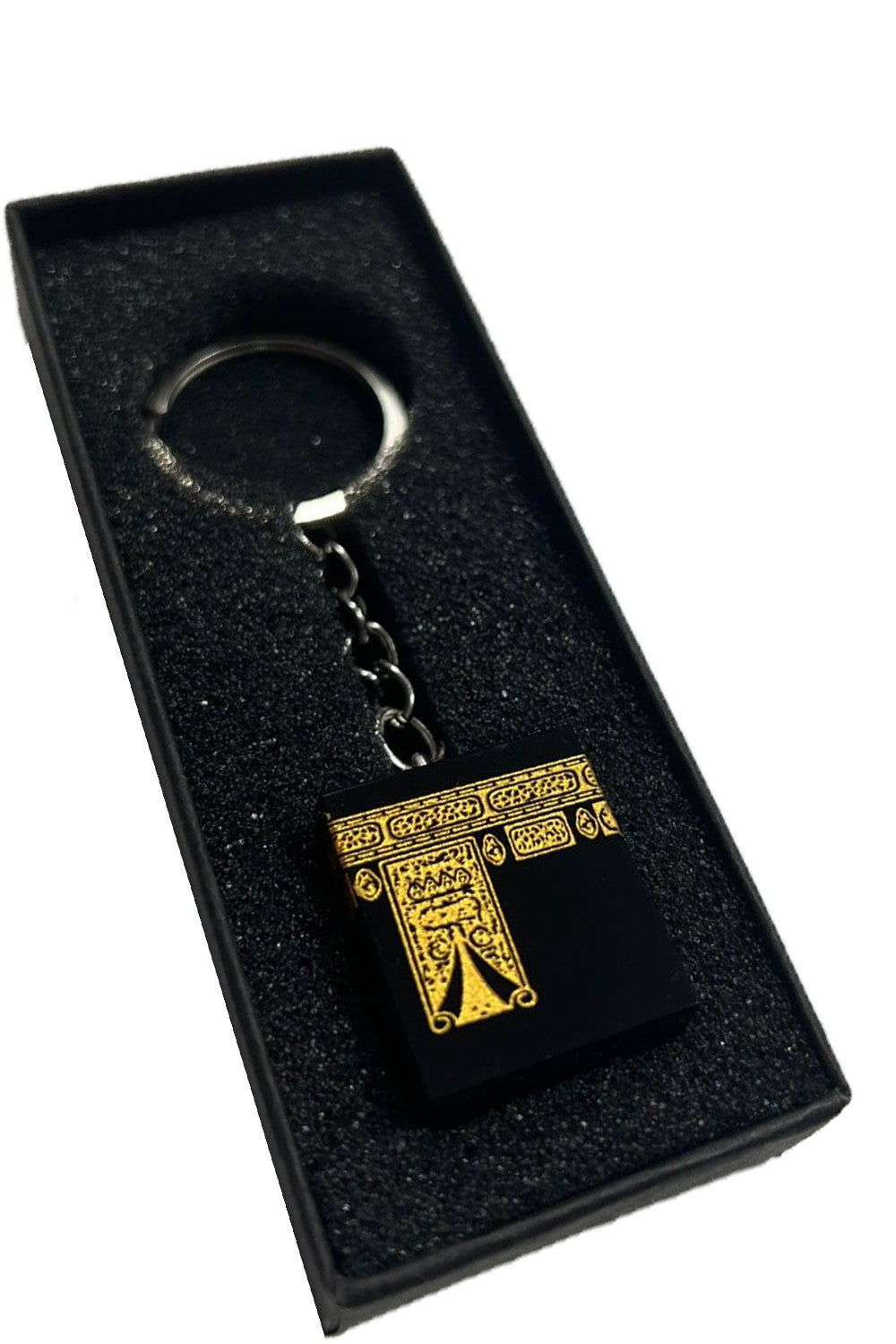 Porte-clés artisanal en cristal Kaaba avec boîte cadeau – Idéal pour Ramadan et l'Aïd
