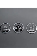 Ensemble d'Art Mural Islamique Rond 30x30 cm – Masjid Al-Haram, Masjid Al-Aqsa, Masjid An-Nabawi | Décoration Murale Islamique