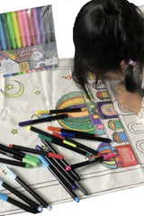 Tapis de Prière à Colorier – Personnalisable avec 12 Marqueurs Textiles | Apprentissage Ludique et Spirituel pour Enfants