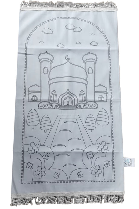 Tapis de Prière à Colorier – Personnalisable avec 12 Marqueurs Textiles | Apprentissage Ludique et Spirituel pour Enfants