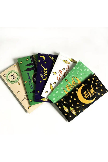 Lot de 6 enveloppes d'argent de poche pour enfants Eid Mubarak, Pafu Cadeaux en espèces et porte-cartes cadeaux pour le Ramadan