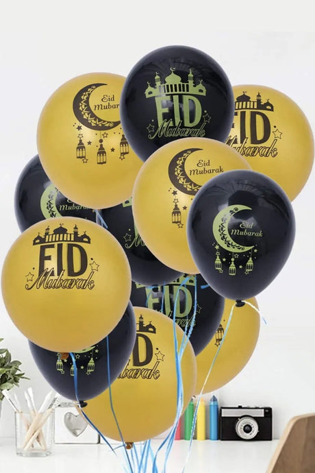 Lot de 12 ballons en latex Eid Mubarak – Spécial Ramadan 2026