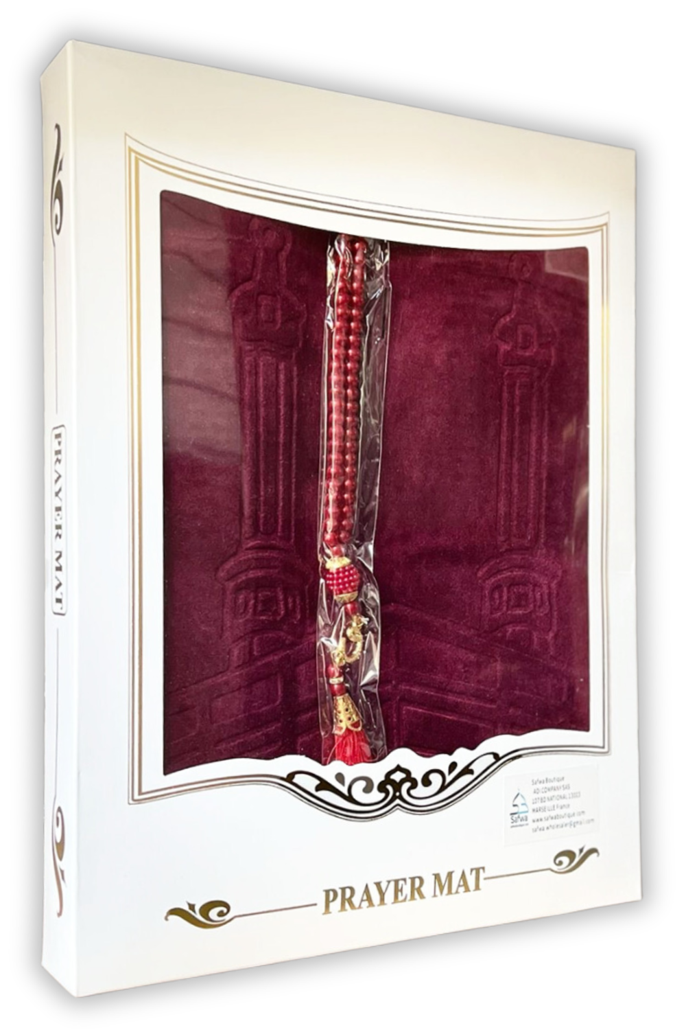 Coffret Cadeau Musulman – Tapis de Prière Velours & Chapelet (Tasbih) Élégant