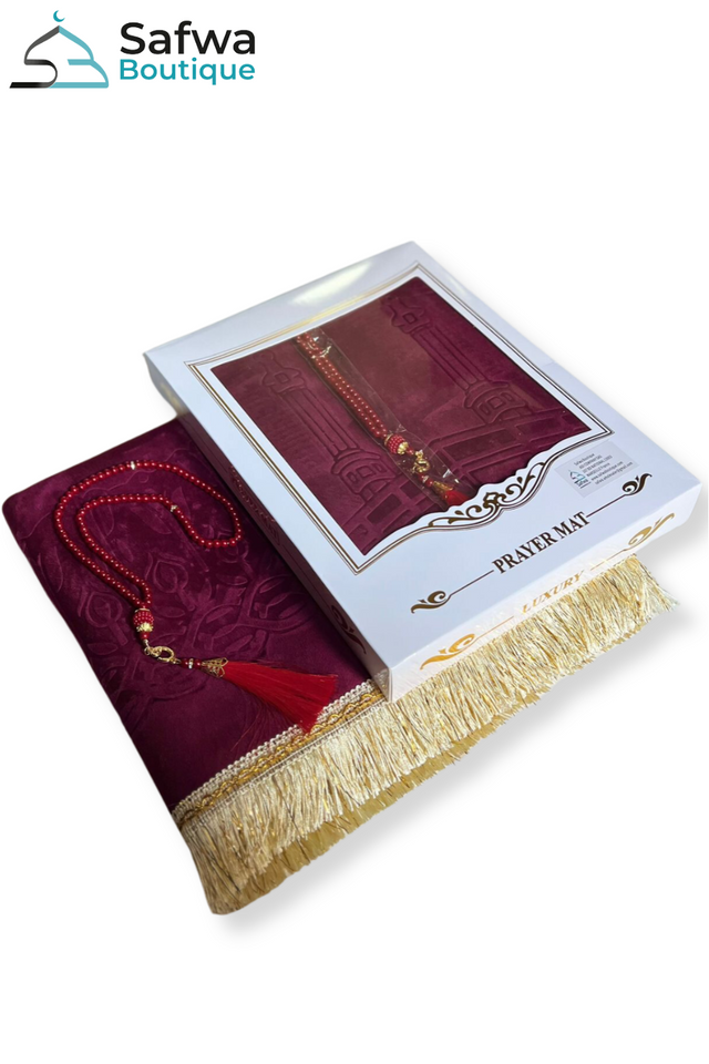 Coffret Cadeau Musulman – Tapis de Prière Velours & Chapelet (Tasbih) Élégant
